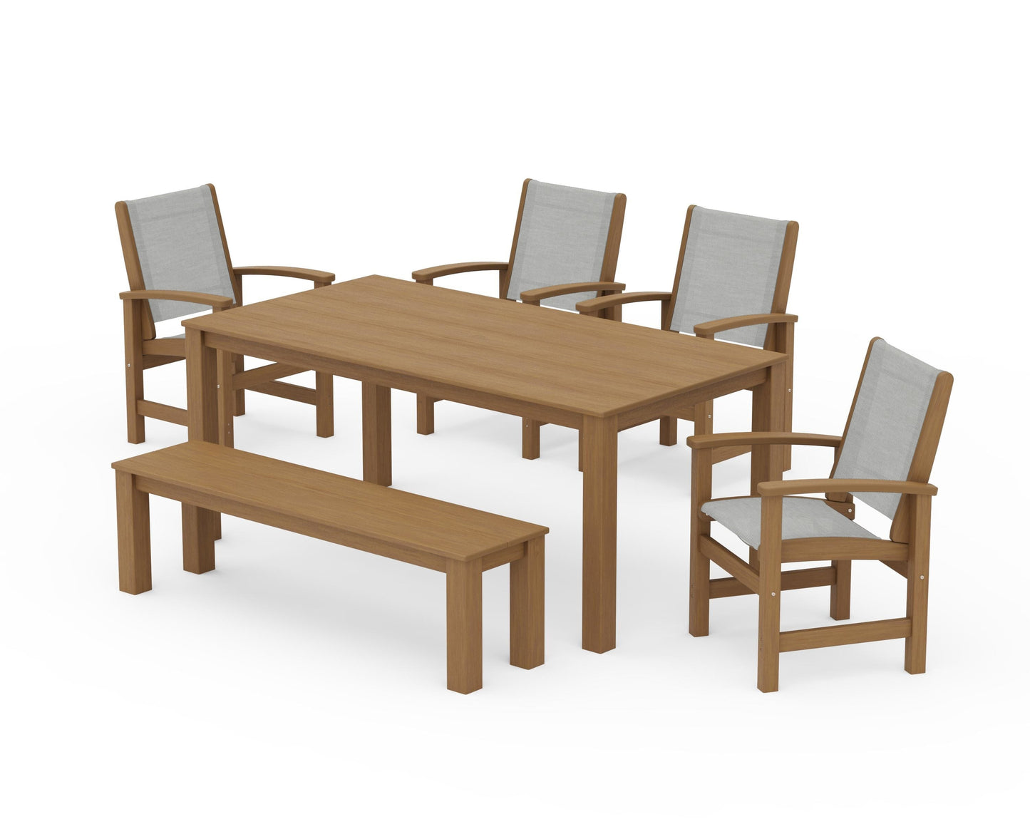 Coastal 6-Piece Parsons Dining Set with Bench
