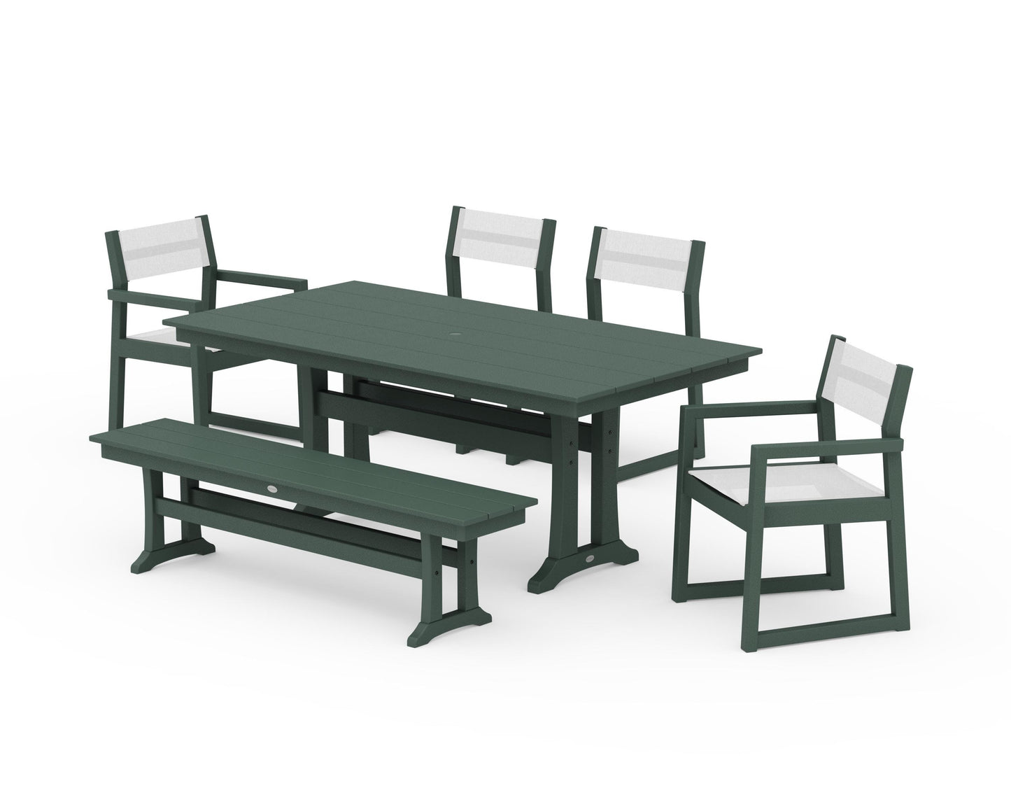 EDGE Sling 6-Piece Farmhouse Dining Set With Trestle Legs