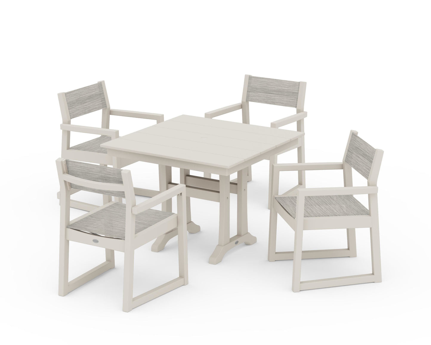 EDGE Sling 5-Piece Farmhouse Dining Set with Trestle Legs
