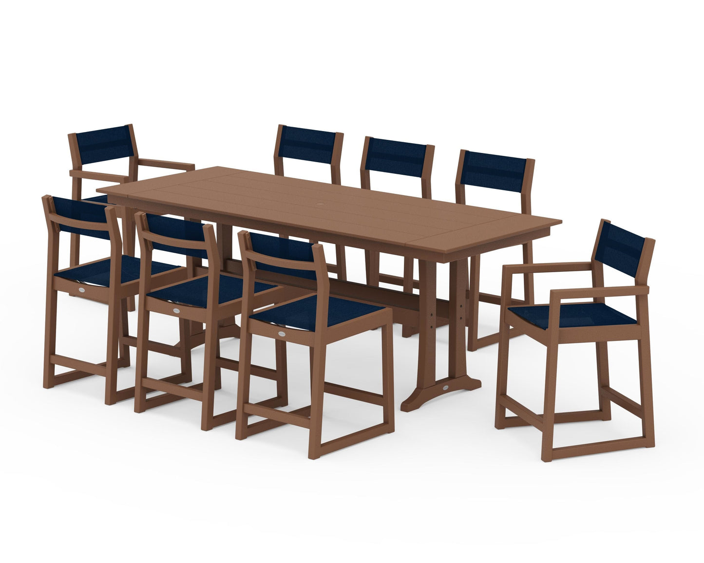 EDGE Sling 9-Piece Farmhouse Counter Set with Trestle Legs