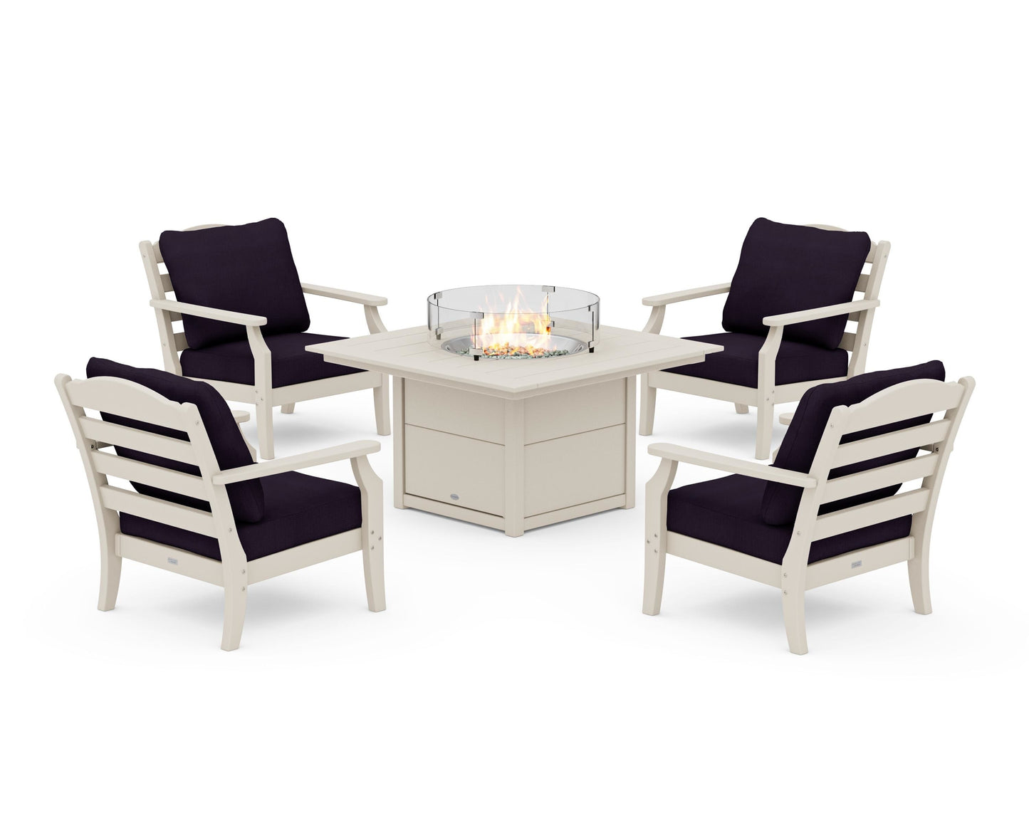 Savannah 5-Piece Deep Seating Set with Fire Pit Table
