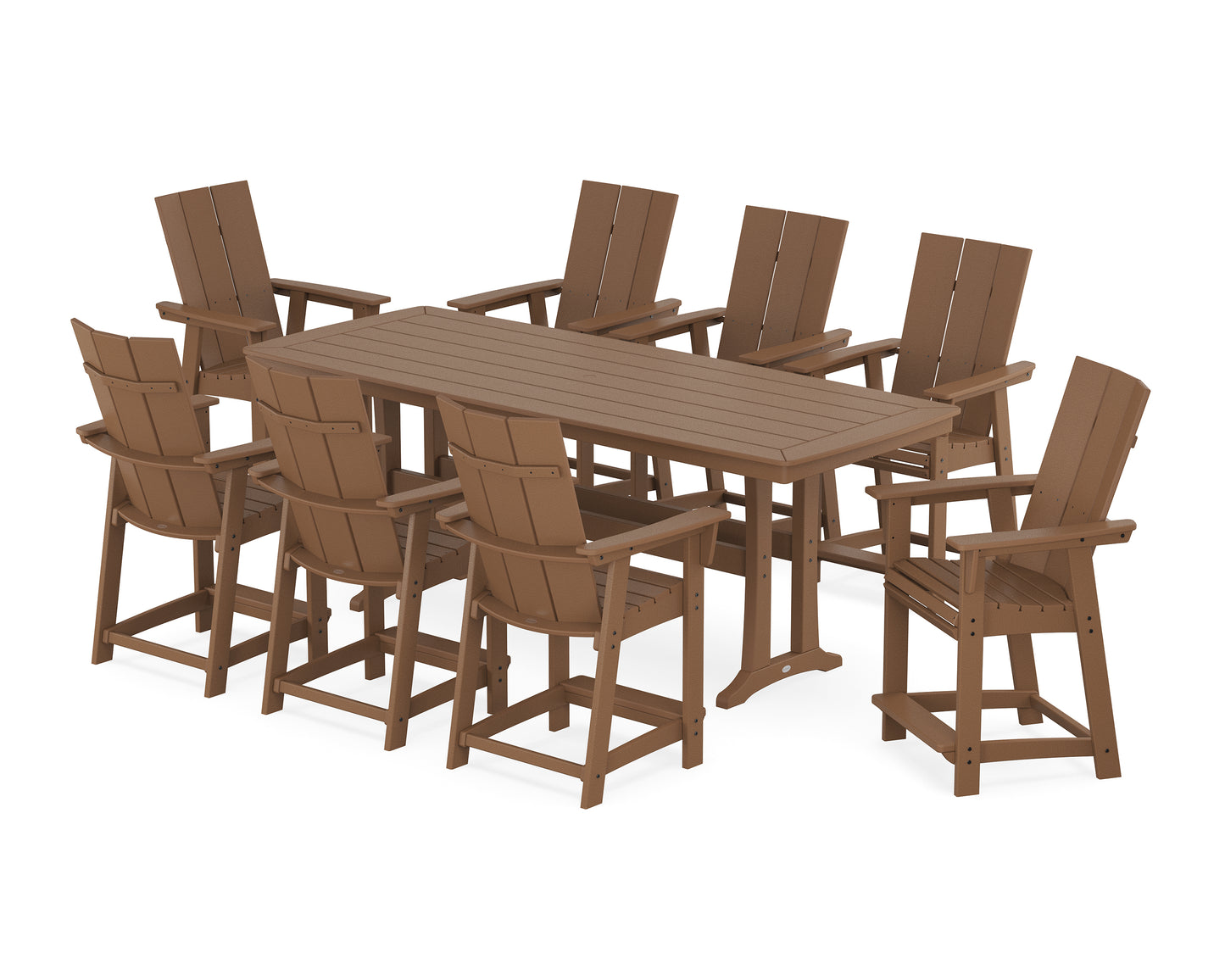 Modern Curveback Adirondack 9-Piece Counter Set with Trestle Legs