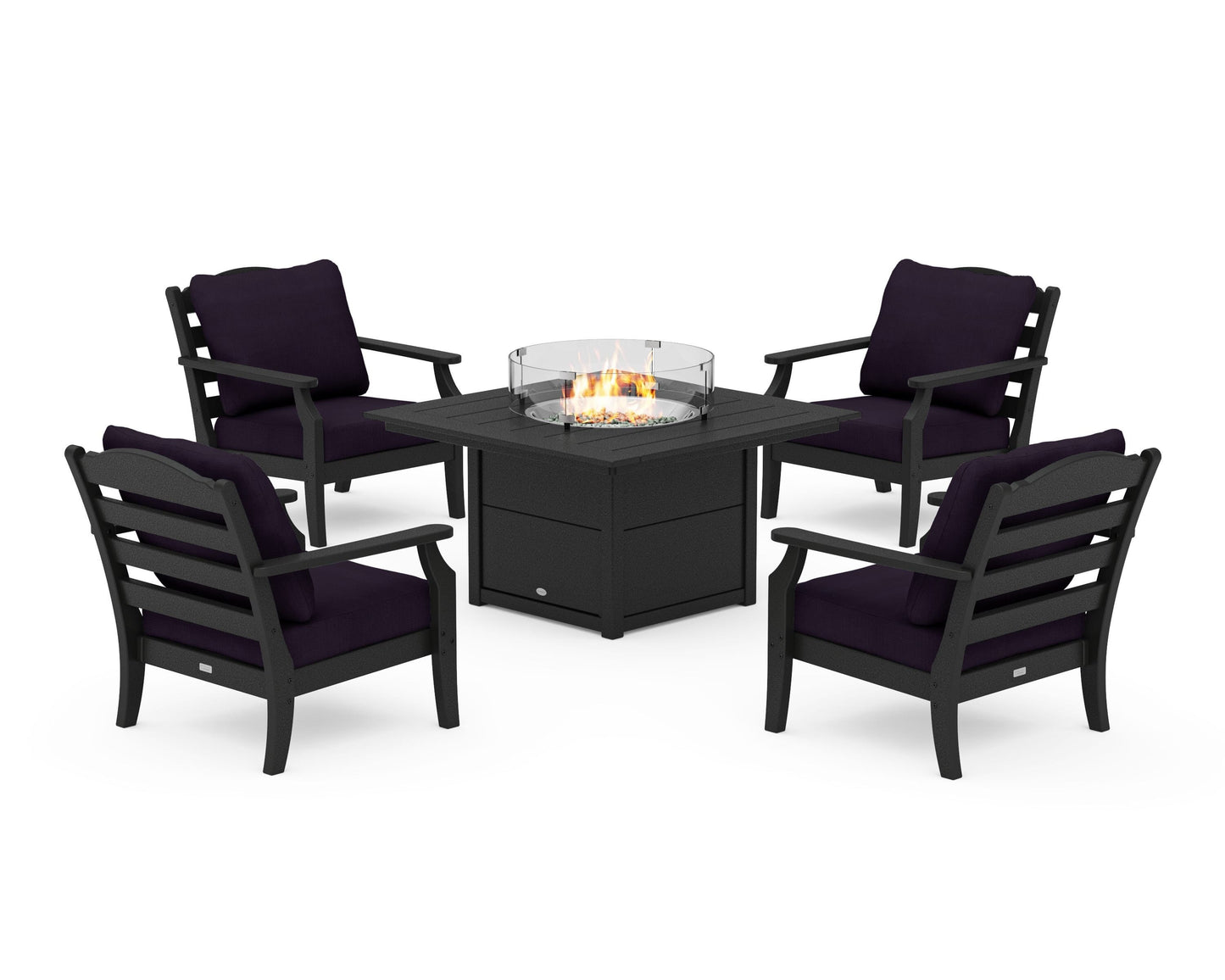 Savannah 5-Piece Deep Seating Set with Fire Pit Table