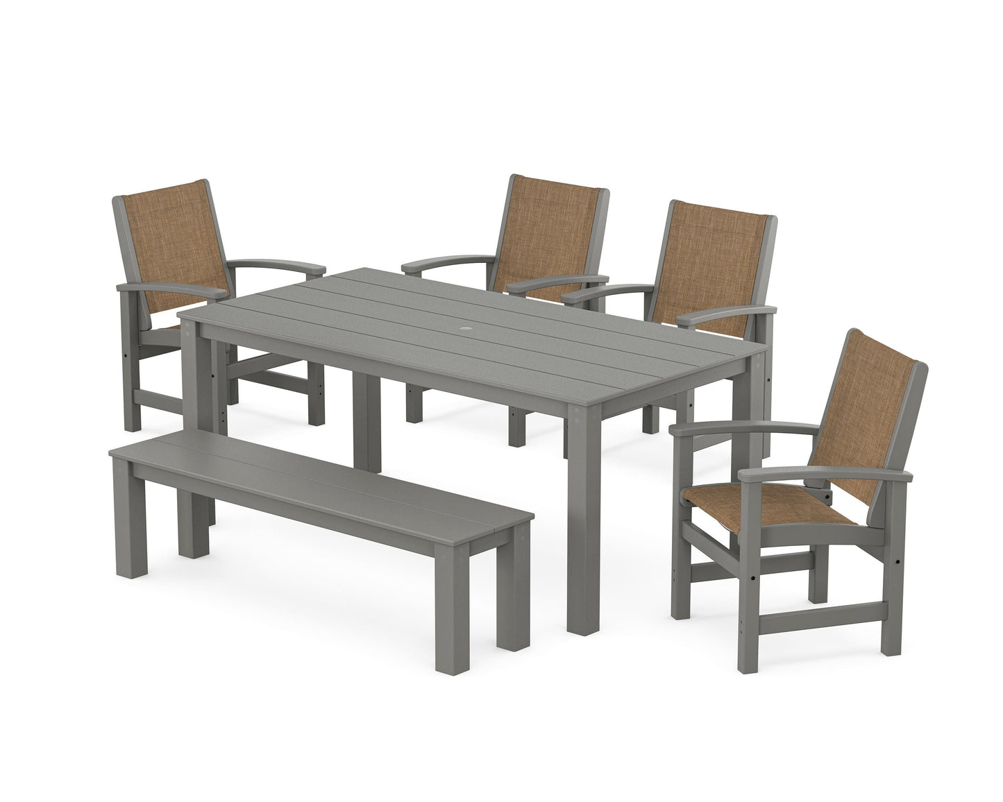 Coastal 6-Piece Parsons Dining Set with Bench