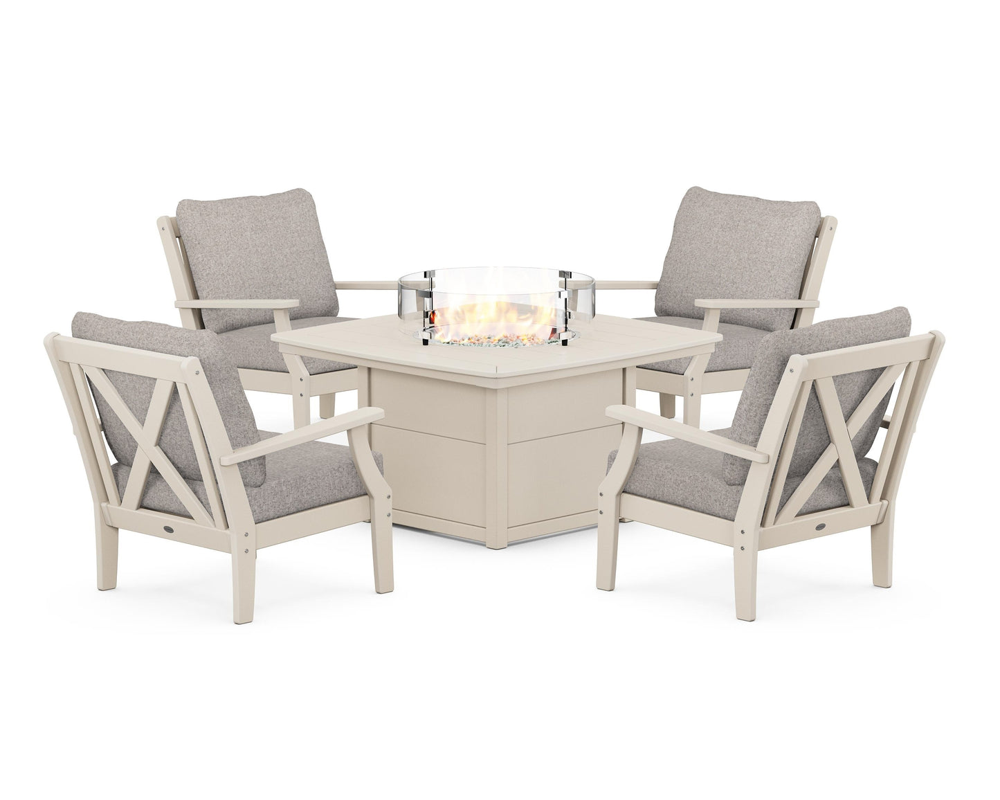 Braxton 5-Piece Deep Seating Conversation Set with Fire Pit Table
