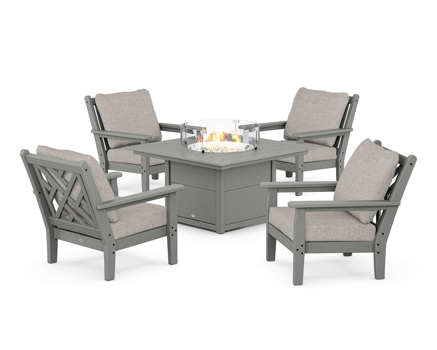 Chippendale 5-Piece Deep Seating Set with Fire Pit Table