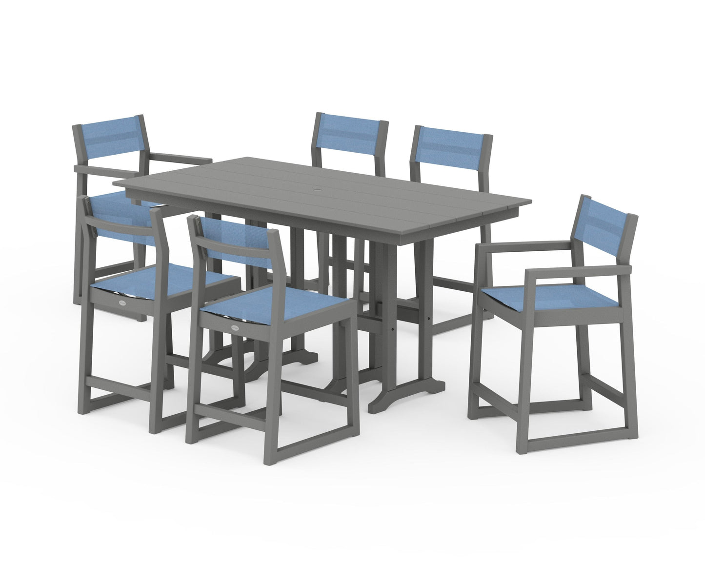 EDGE Sling 7-Piece Farmhouse Counter Set with Trestle Legs