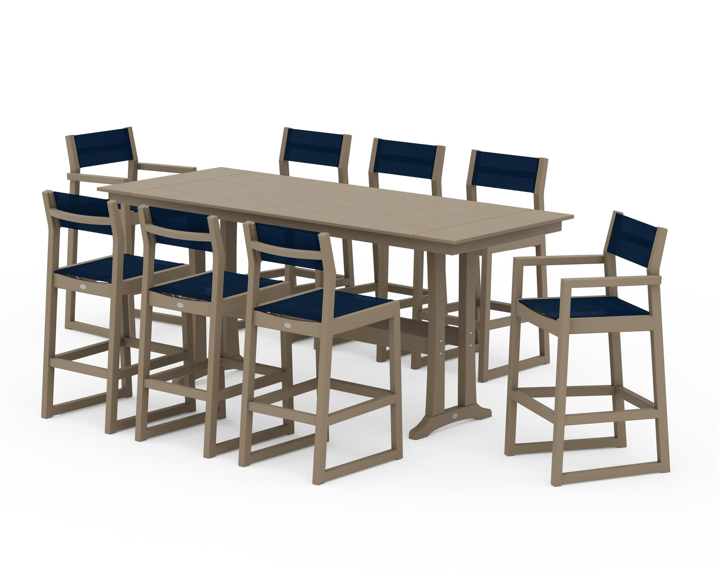 EDGE Sling 9-Piece Farmhouse Bar Set with Trestle Legs