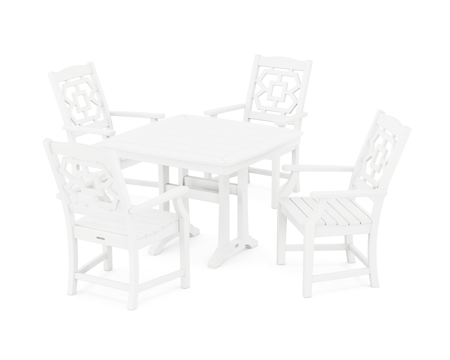 Chinoiserie 5-Piece Dining Set with Trestle Legs