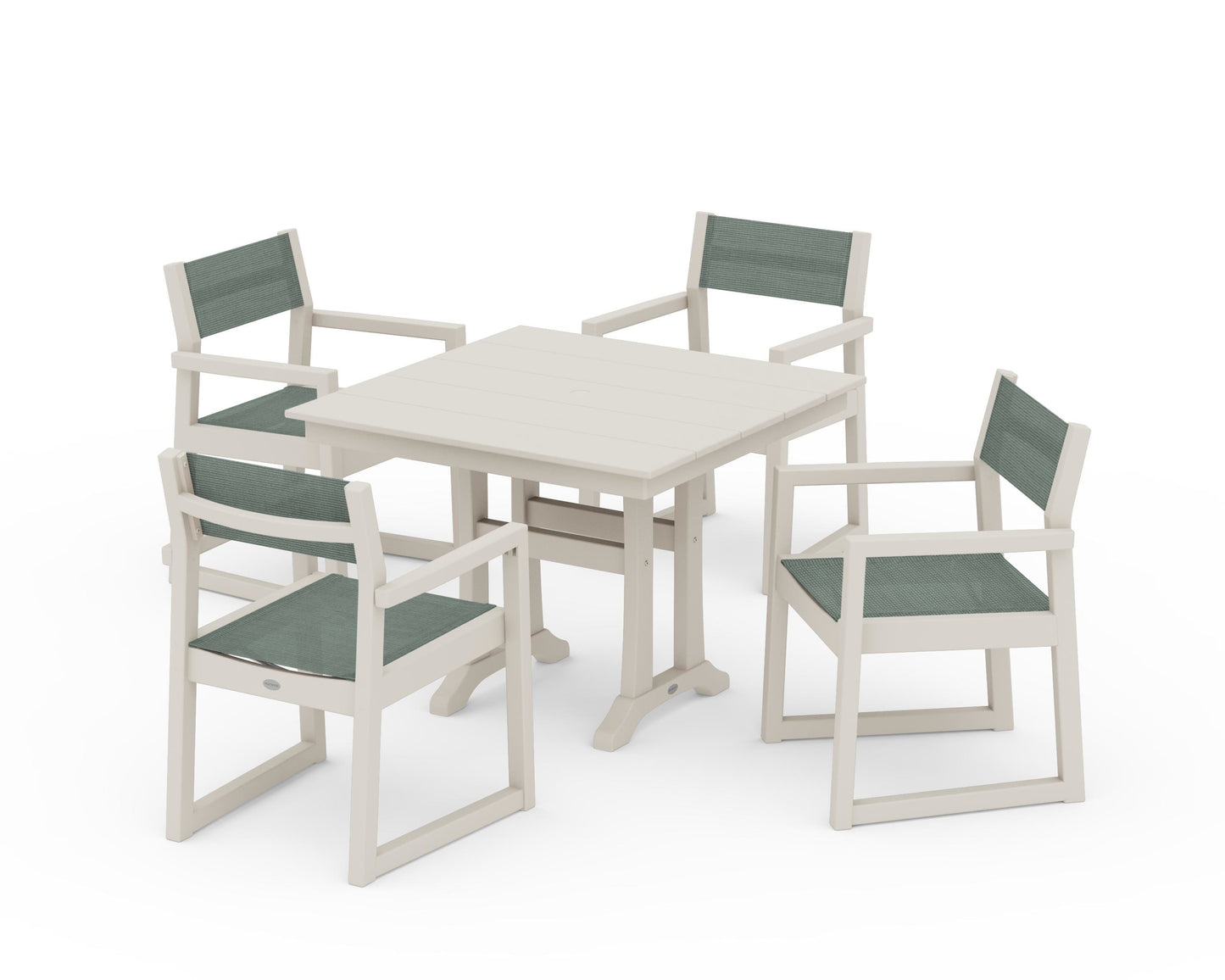 EDGE Sling 5-Piece Farmhouse Dining Set with Trestle Legs