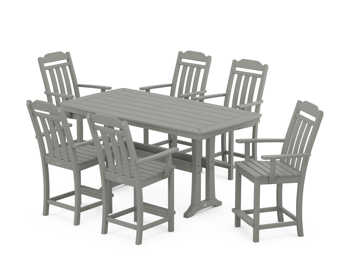 Cottage Arm Chair 7-Piece Counter Set with Trestle Legs