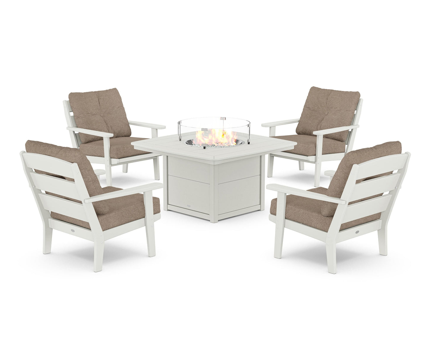 Lakeside 5-Piece Deep Seating Set with Nautical Fire Pit Table