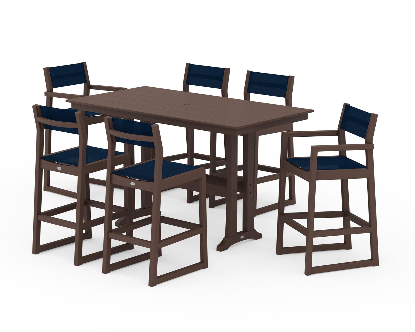 EDGE Sling 7-Piece Farmhouse Bar Set with Trestle Legs