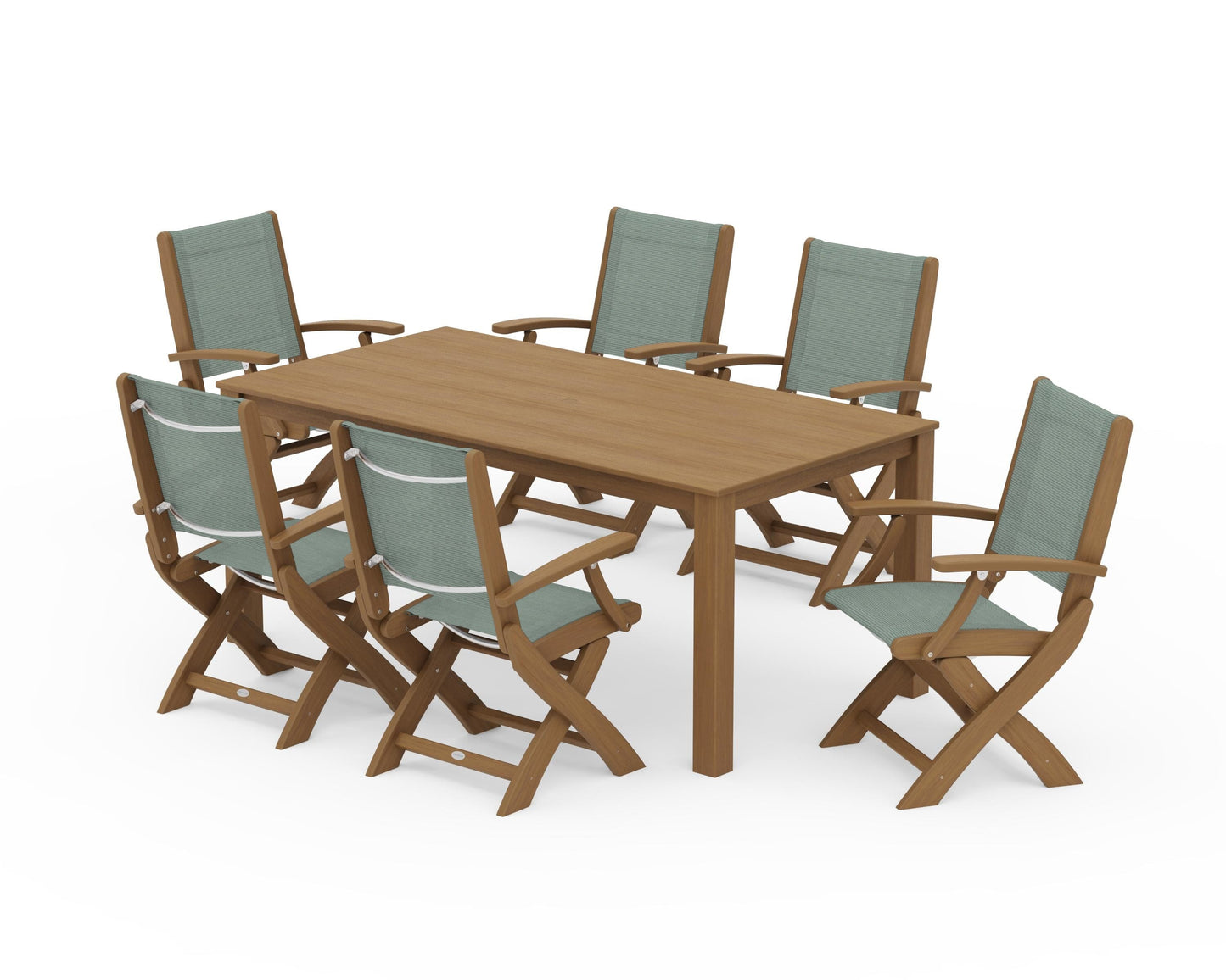 Coastal Folding Chair 7-Piece Parsons Dining Set