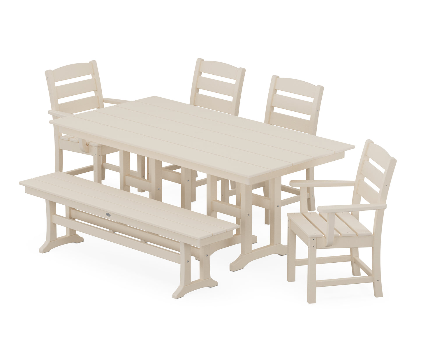 Lakeside 6-Piece Farmhouse Dining Set with Bench