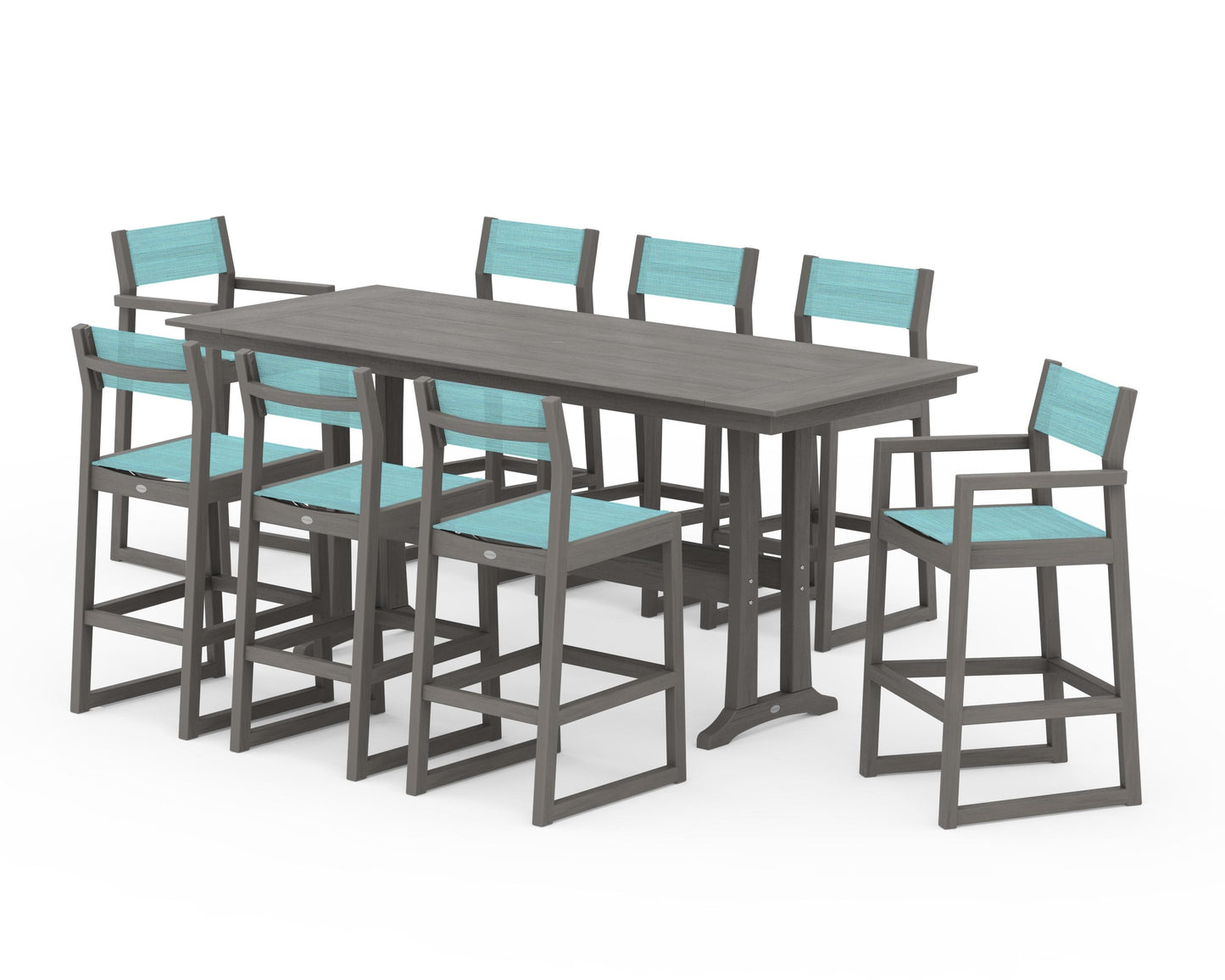 EDGE Sling 9-Piece Farmhouse Bar Set with Trestle Legs