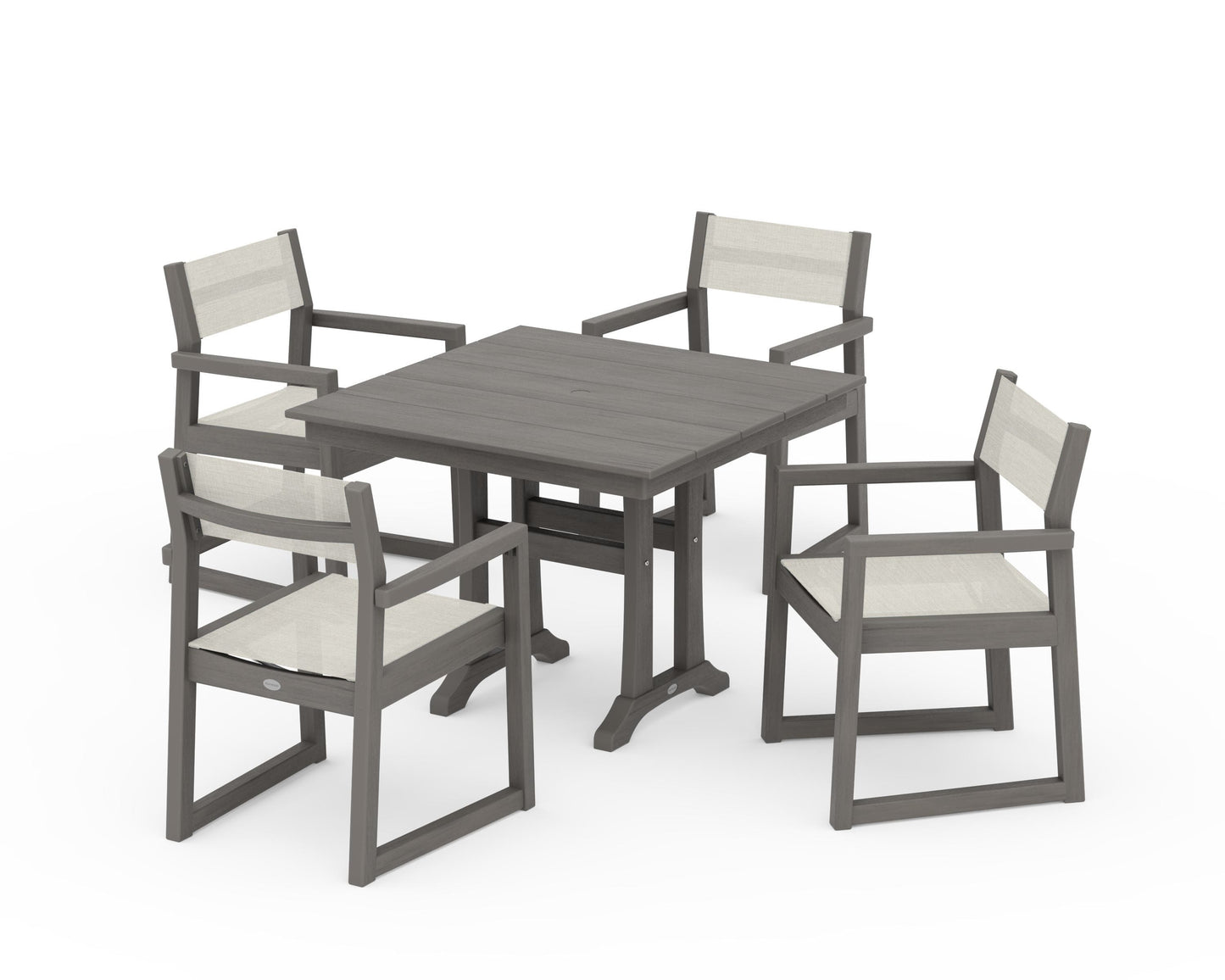EDGE Sling 5-Piece Farmhouse Dining Set with Trestle Legs
