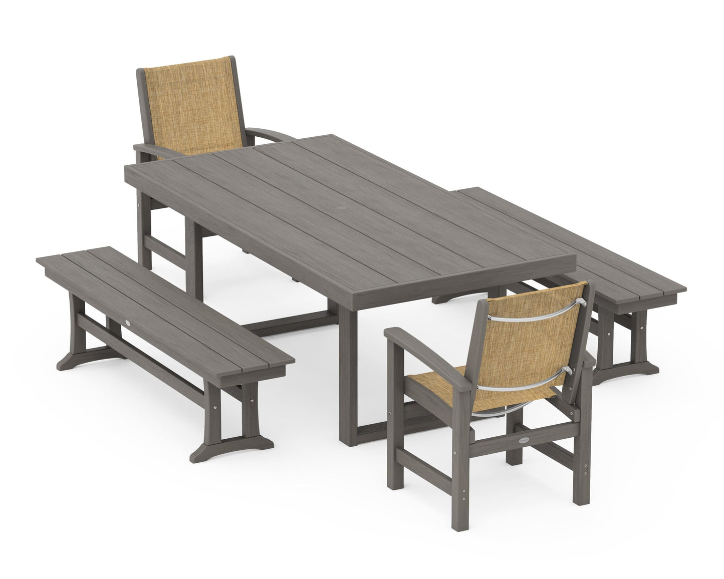 Coastal 5-Piece Dining Set with Trestle Legs