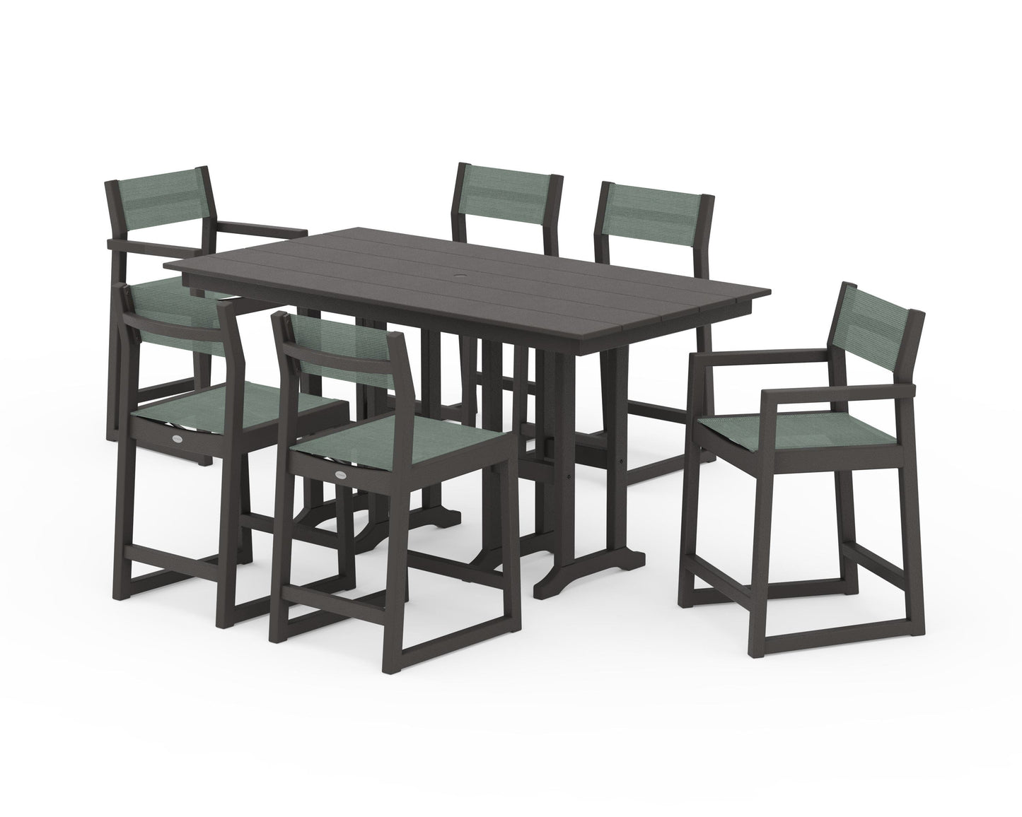 EDGE Sling 7-Piece Farmhouse Counter Set with Trestle Legs