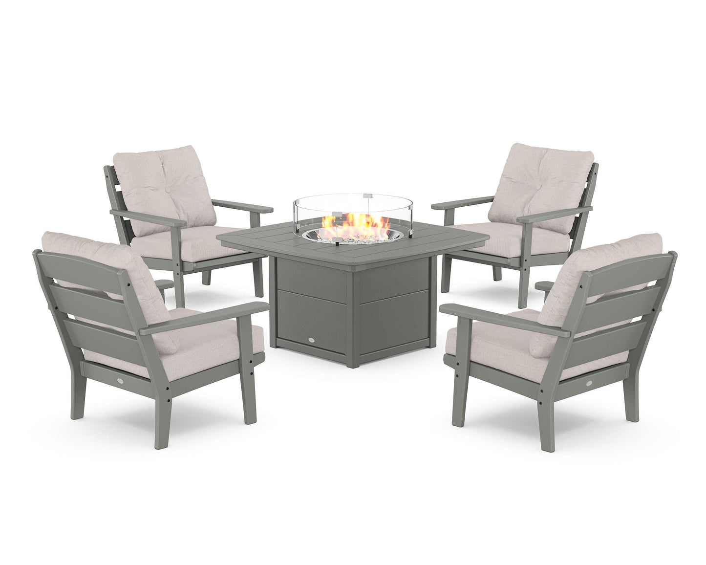 Lakeside 5-Piece Deep Seating Set with Nautical Fire Pit Table