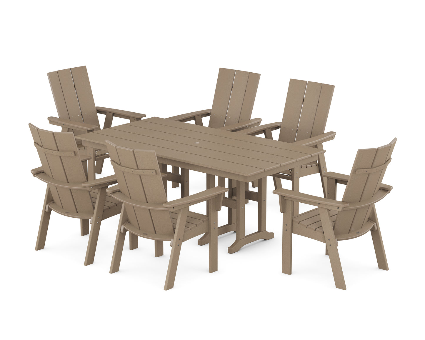 Modern Curveback Adirondack 7-Piece Farmhouse Dining Set