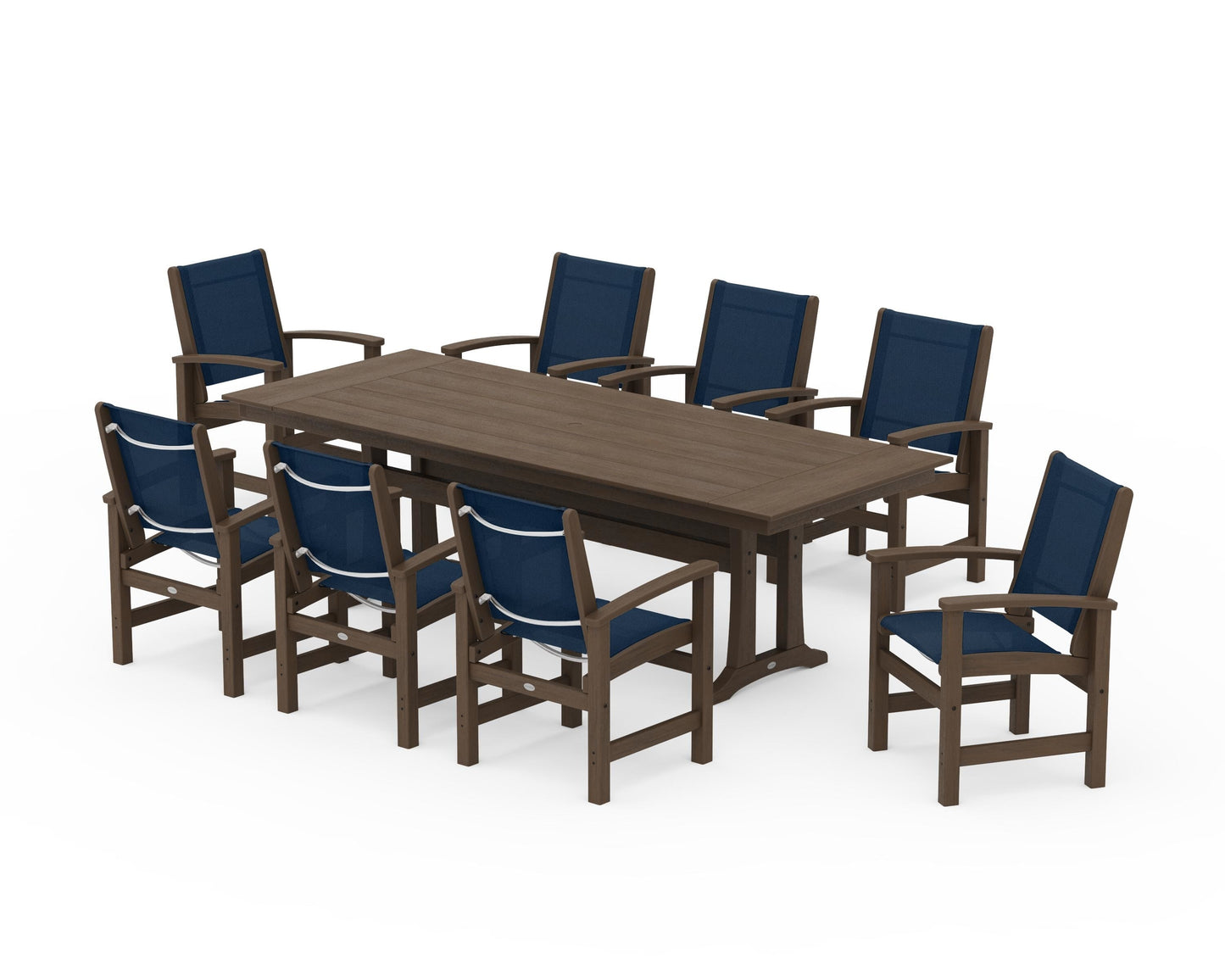 Coastal 9-Piece Farmhouse Dining Set with Trestle Legs