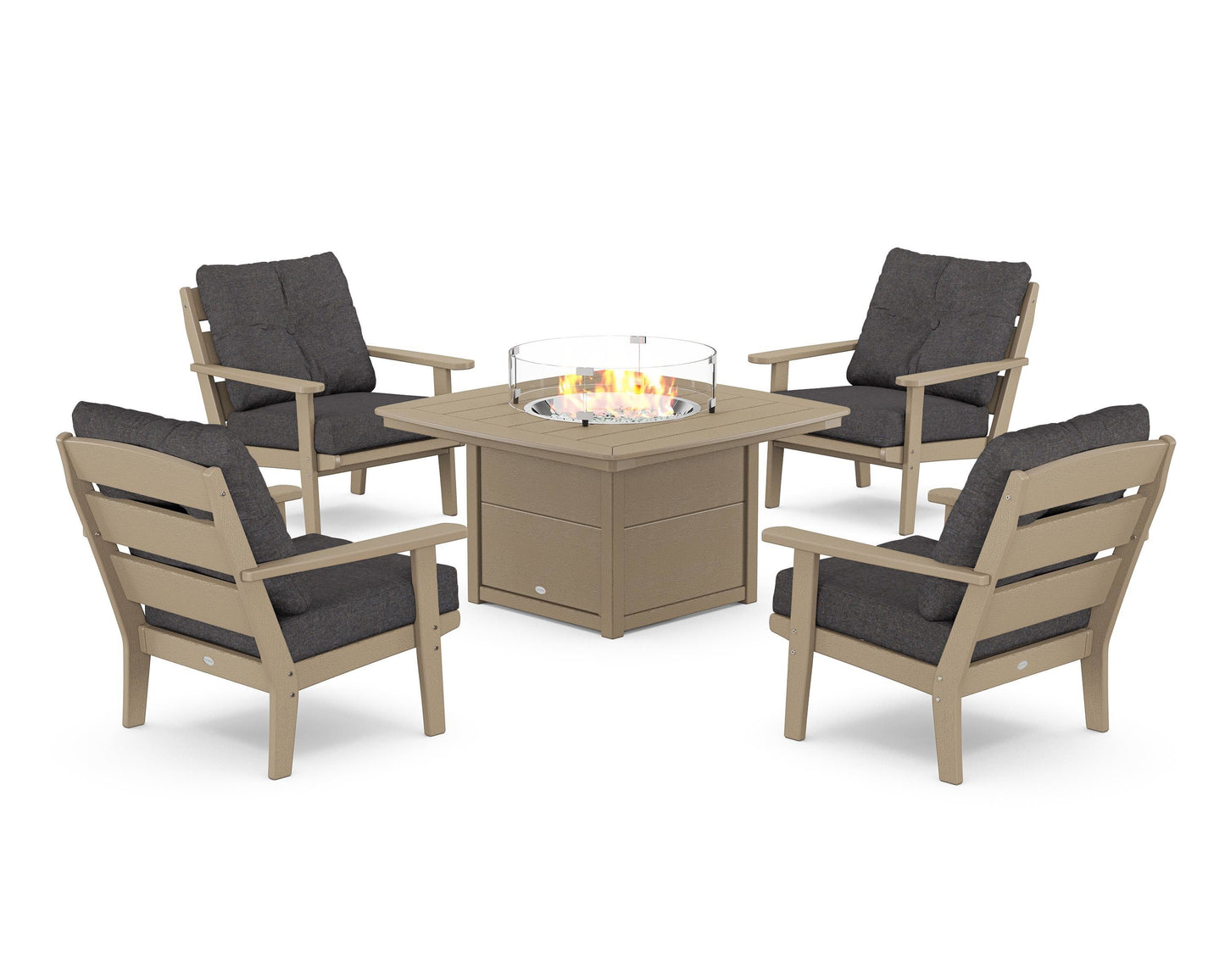 Lakeside 5-Piece Deep Seating Set with Nautical Fire Pit Table