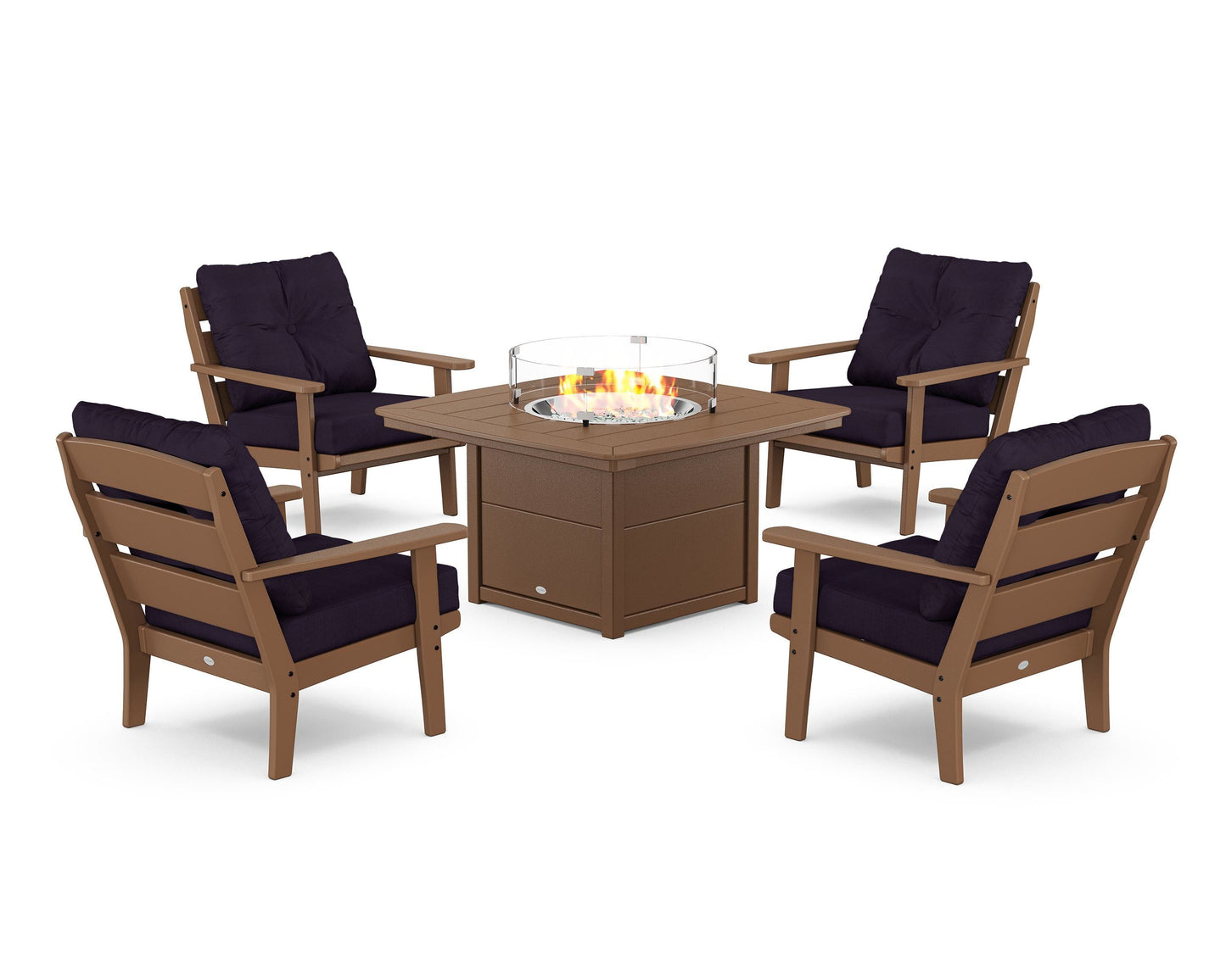 Lakeside 5-Piece Deep Seating Set with Nautical Fire Pit Table