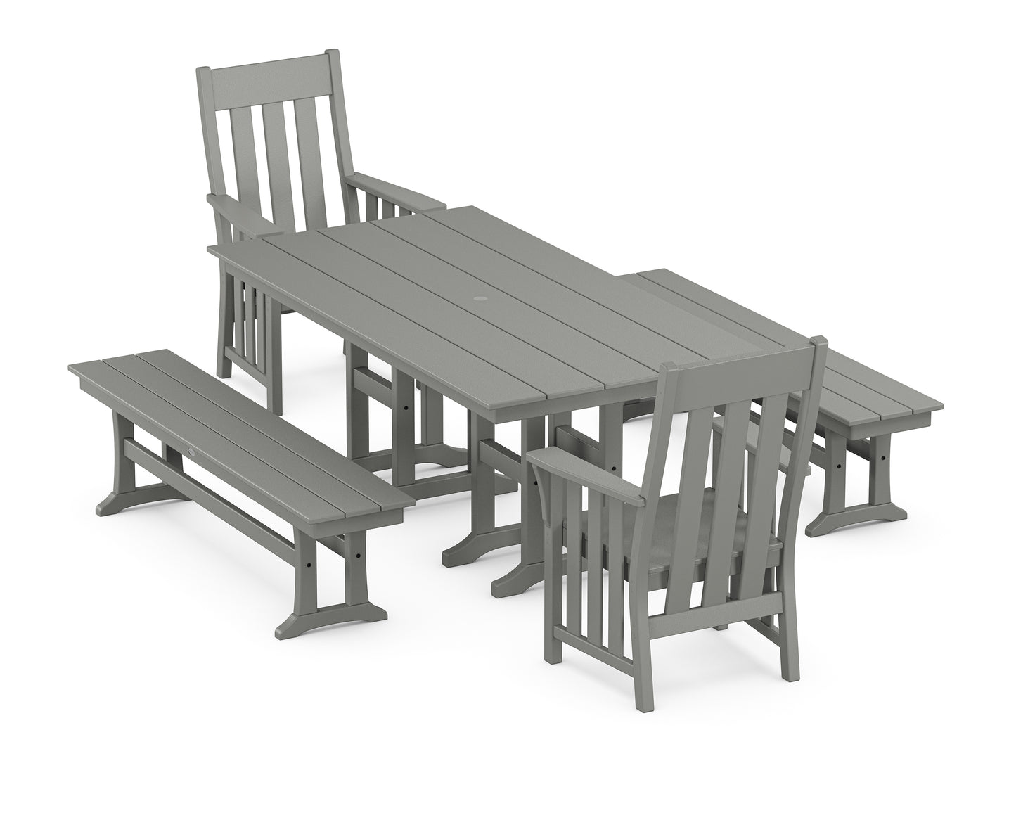 Acadia 5-Piece Farmhouse Dining Set with Benches