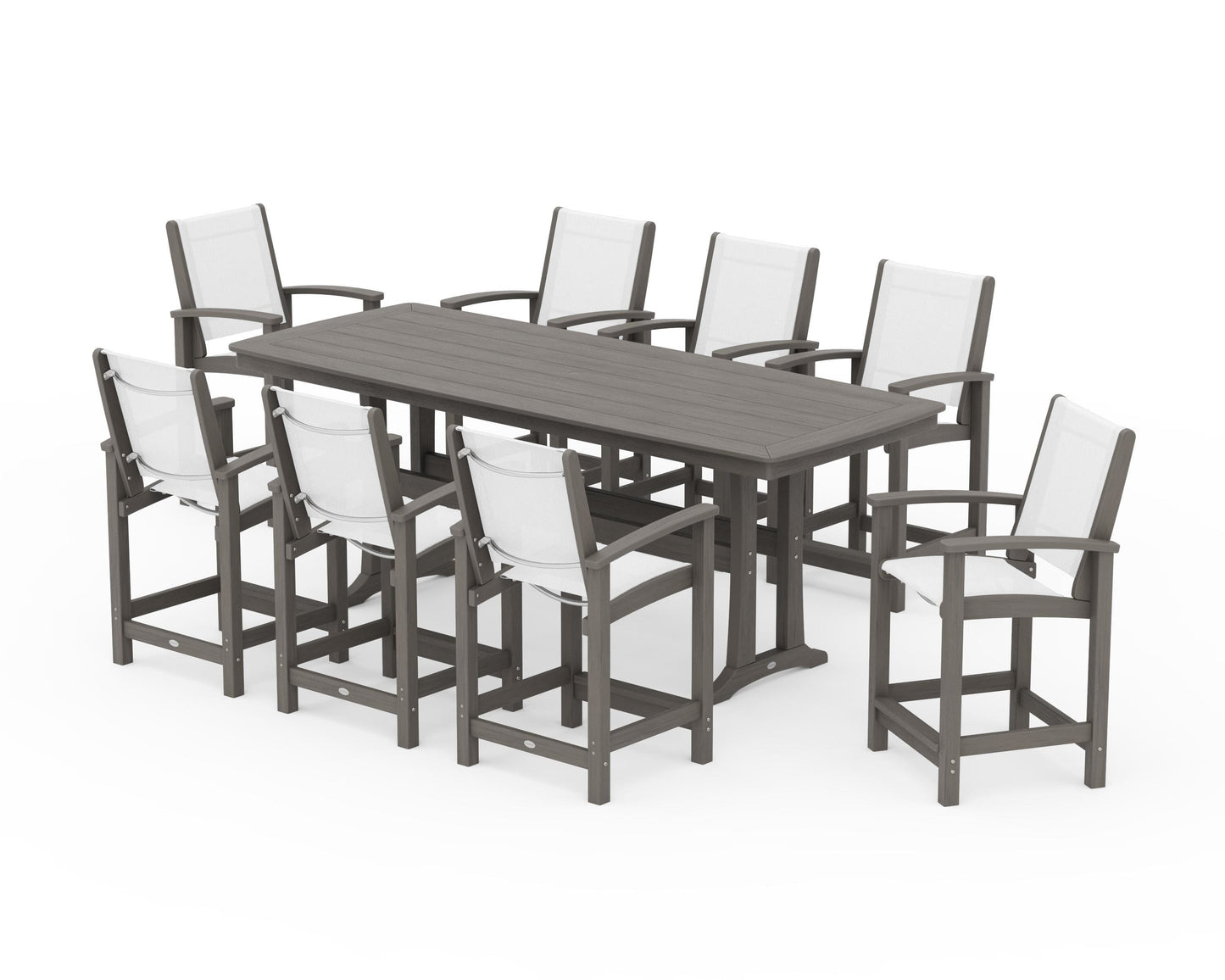 Coastal 9-Piece Counter Set with Trestle Legs