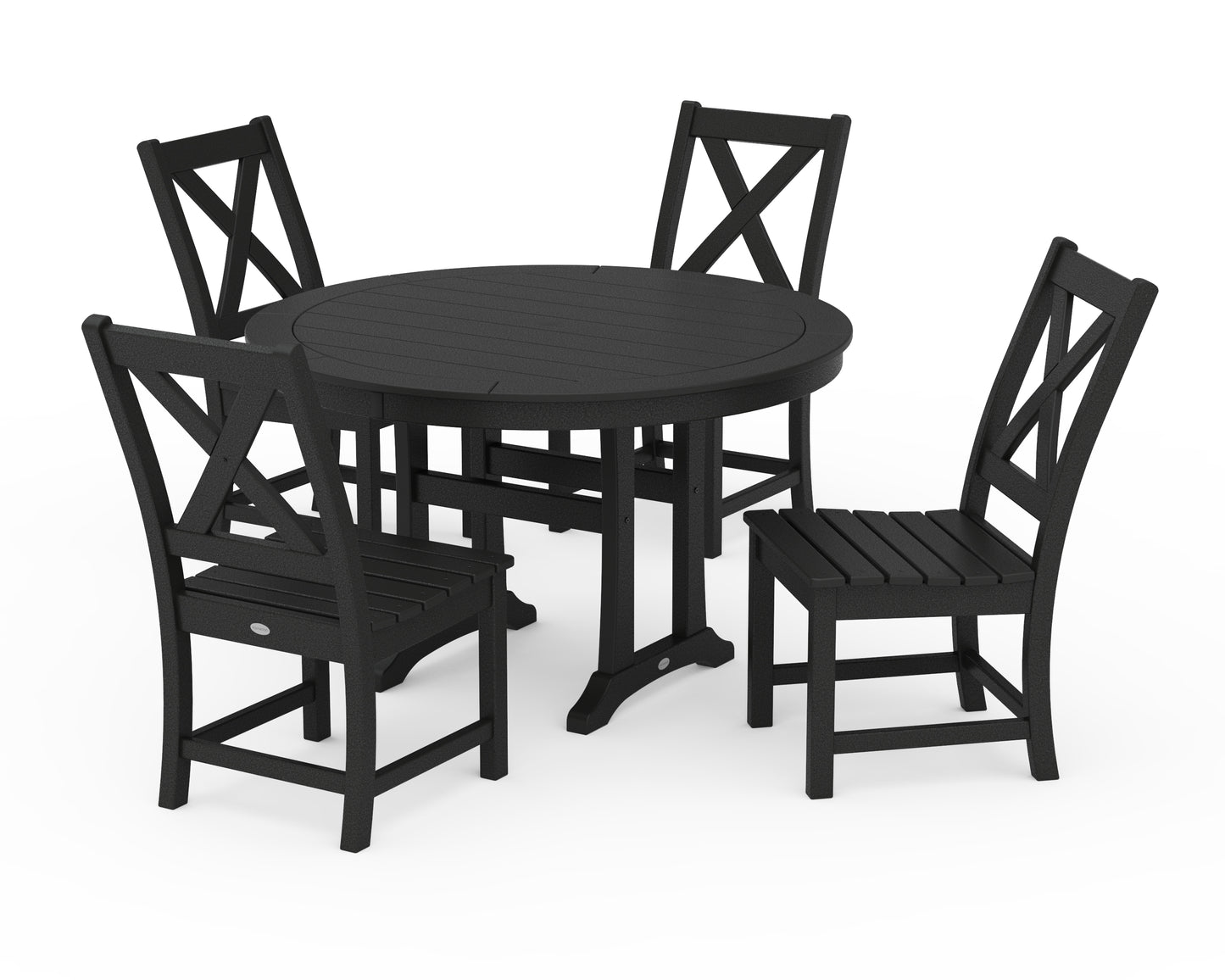 Braxton Side Chair 5-Piece Round Dining Set With Trestle Legs
