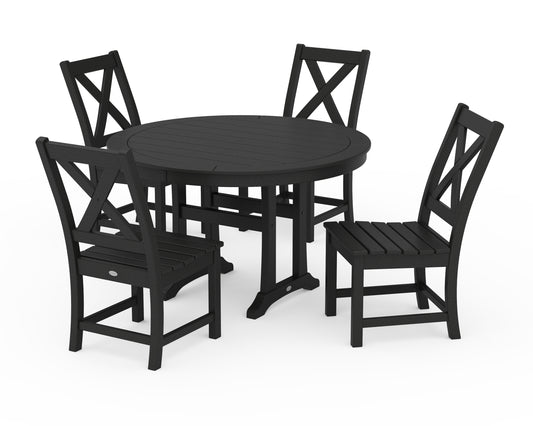 Braxton Side Chair 5-Piece Round Dining Set With Trestle Legs