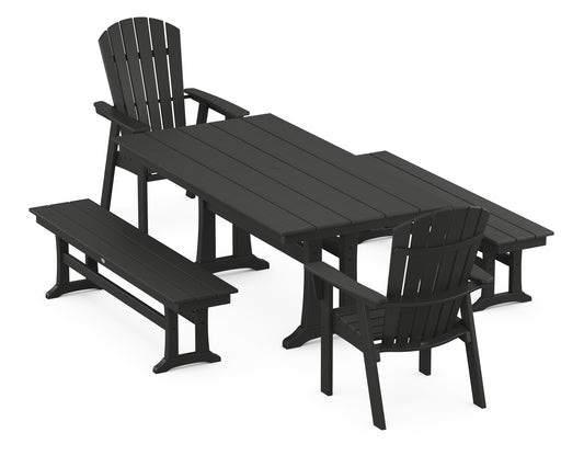 Nautical Adirondack 5-Piece Farmhouse Dining Set With Trestle Legs