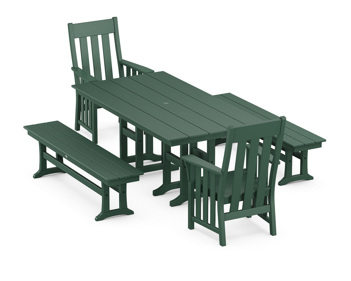 Acadia 5-Piece Farmhouse Dining Set with Benches
