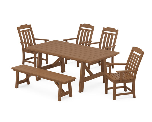 Country Living 6-Piece Rustic Farmhouse Dining Set with Bench