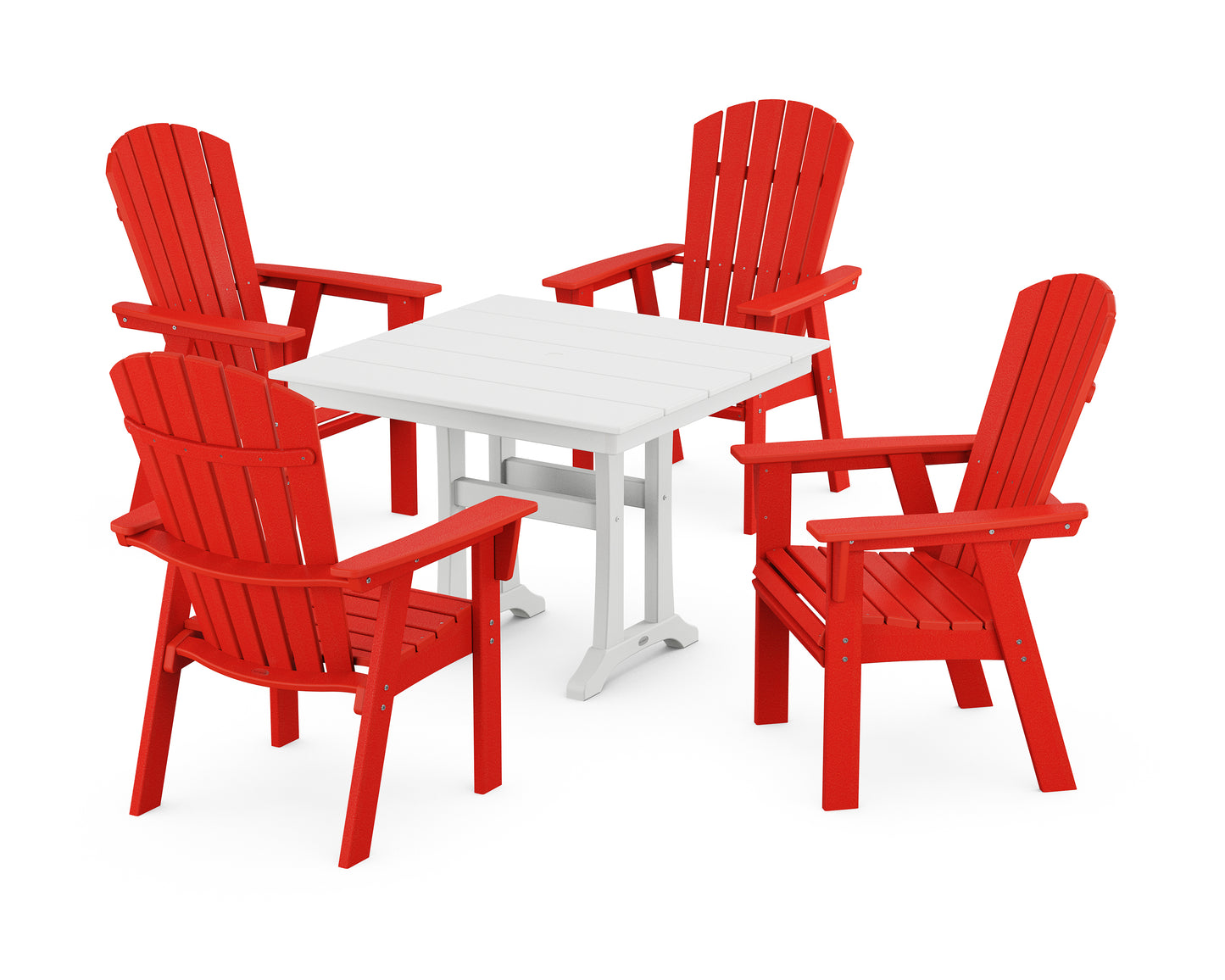 Nautical Adirondack 5-Piece Farmhouse Dining Set With Trestle Legs