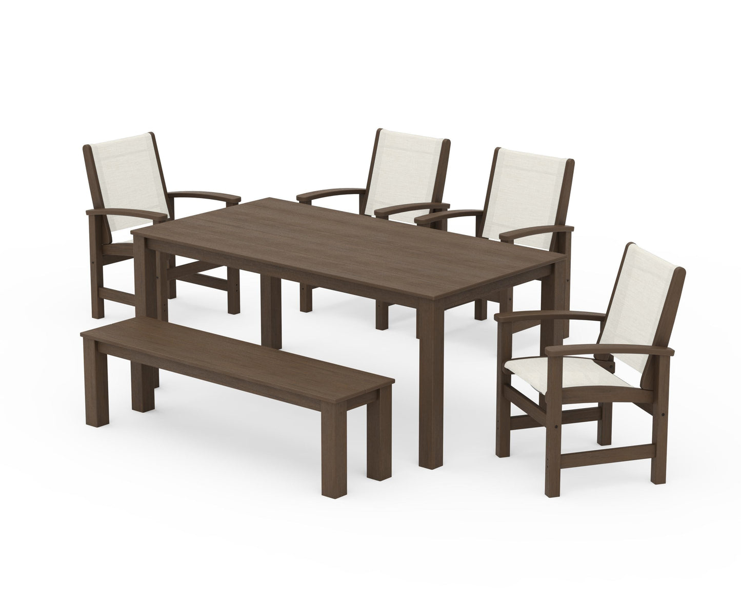 Coastal 6-Piece Parsons Dining Set with Bench