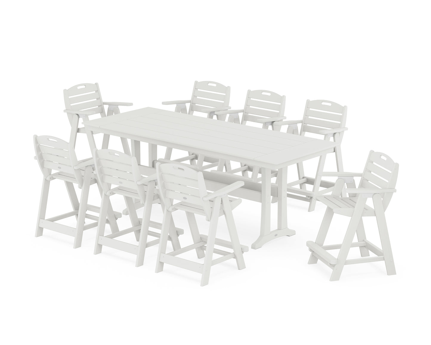 Nautical 9-Piece Farmhouse Counter Set with Trestle Legs