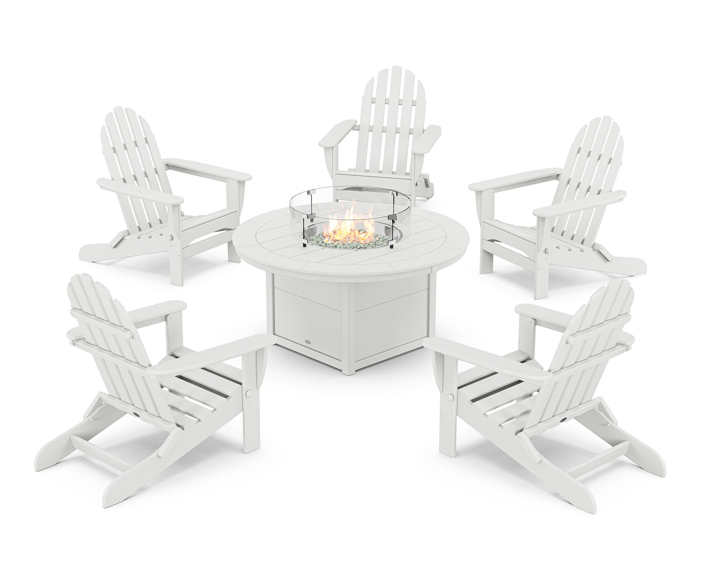 Classic Folding Adirondack 6-Piece Conversation Set with Fire Pit Table