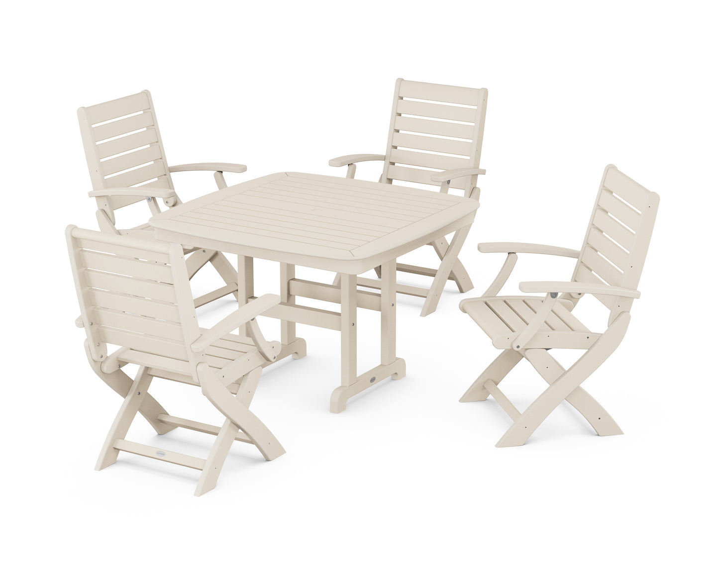 Signature Folding Chair 5-Piece Dining Set with Trestle Legs