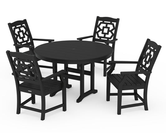 Chinoiserie 5-Piece Round Farmhouse Dining Set