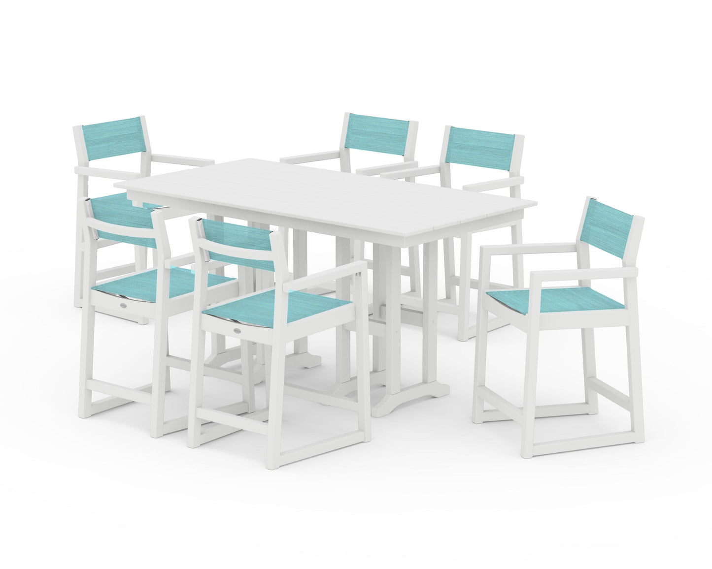 EDGE Sling Arm Chair 7-Piece Farmhouse Counter Set