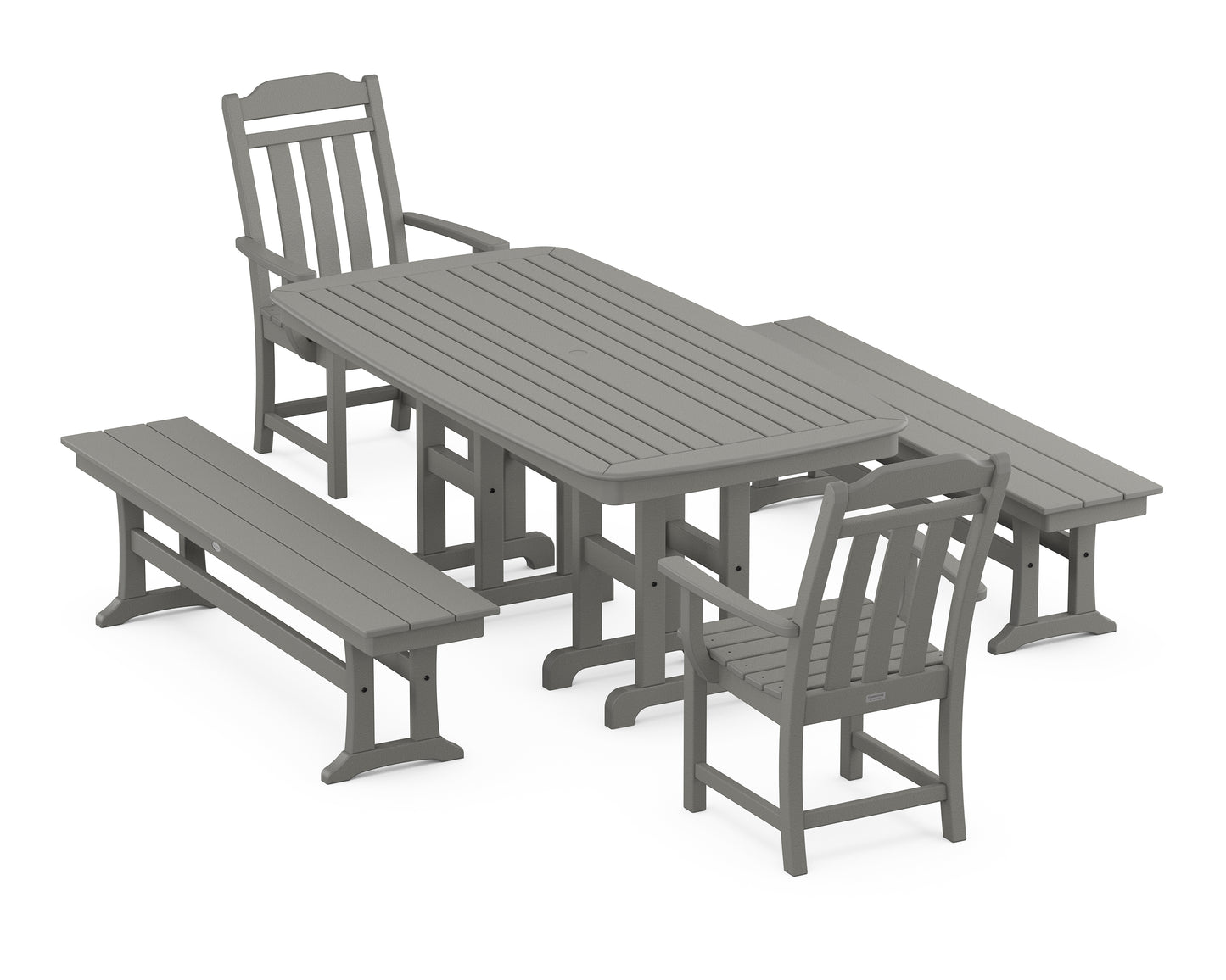 Country Living 5-Piece Dining Set with Benches