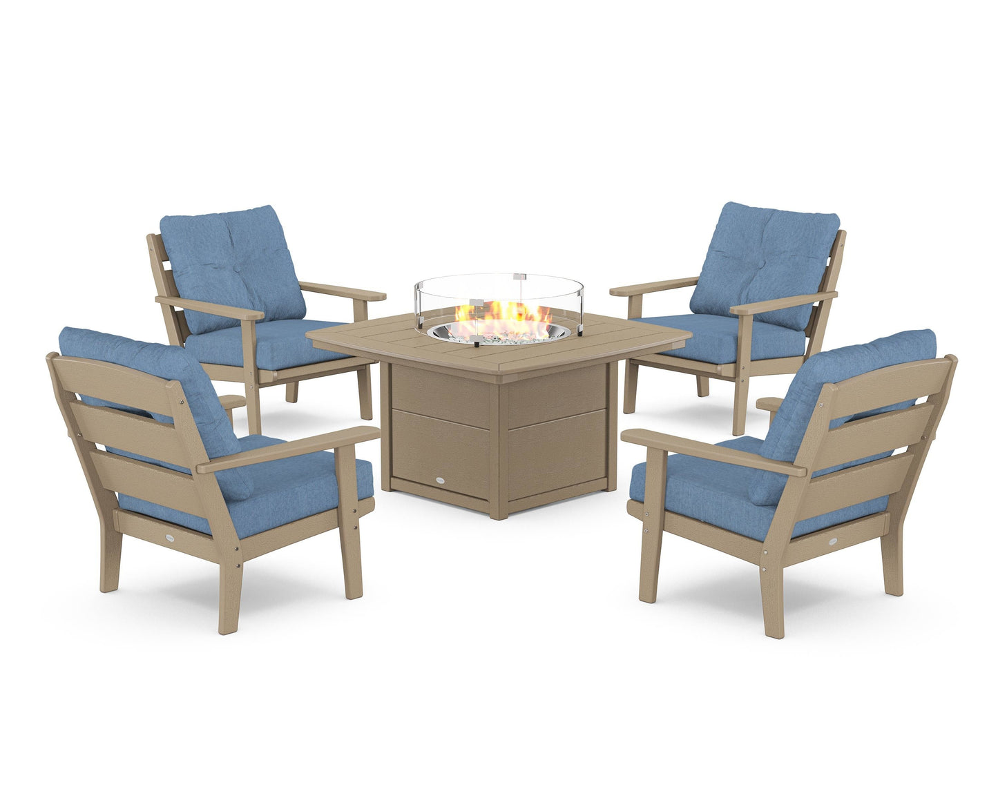 Lakeside 5-Piece Deep Seating Set with Nautical Fire Pit Table