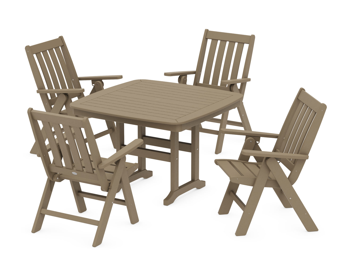 Vineyard Folding Chair 5-Piece Dining Set