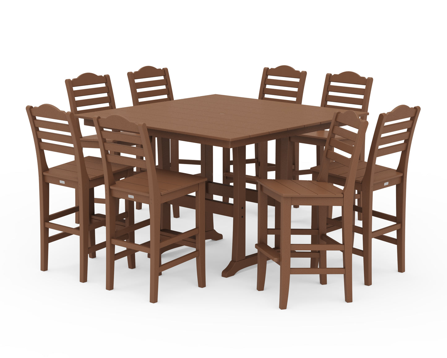Savannah Side Chair 9-Piece Square Farmhouse Bar Set with Trestle Legs
