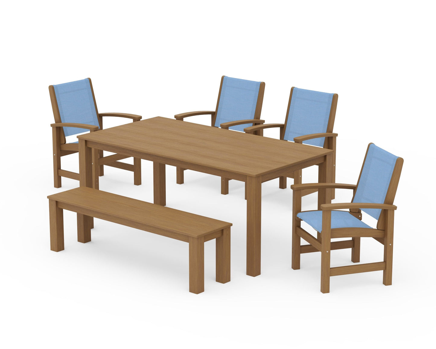 Coastal 6-Piece Parsons Dining Set with Bench