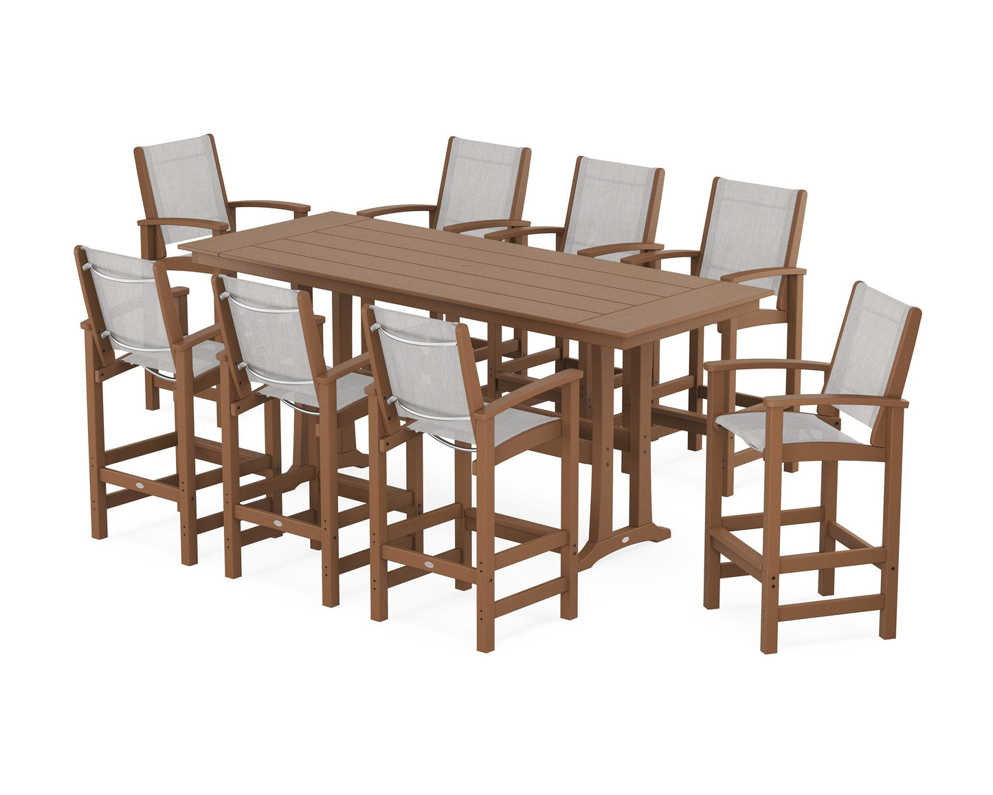 Coastal 9-Piece Farmhouse Bar Set with Trestle Legs