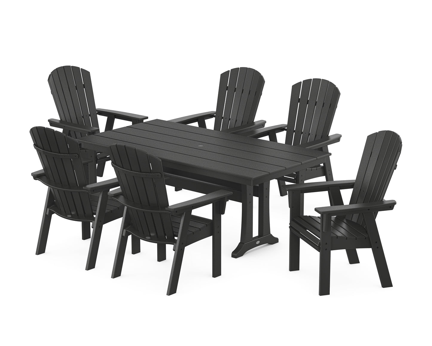 Nautical Curveback Adirondack 7-Piece Farmhouse Dining Set with Trestle Legs