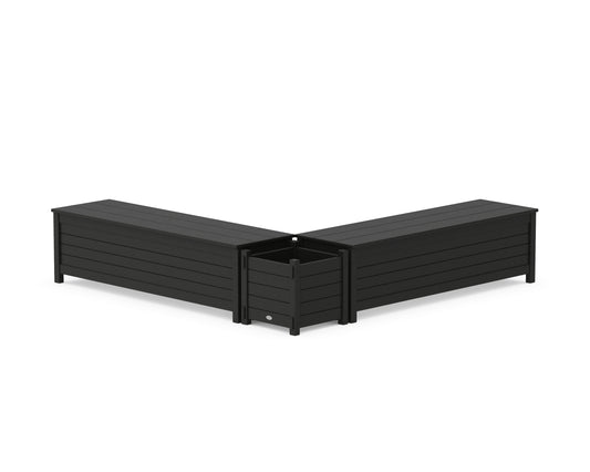 60" Nautical L- Shaped Planter Storage Bench Set